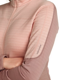 Bluza termoaktywna damska z zamkiem Icebreaker Merino Blend 300 RealFleece Descender LS Zip różowa