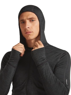 Bluza termoaktywna z kapturem Icebreaker Merino Blend 200 RealFleece Descender LS Zip Hoodie szara