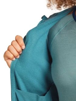 Bluza termoaktywna damska z kapturem Icebreaker Merino 360 RealFleece Elemental LS Zip Hoodie niebieska