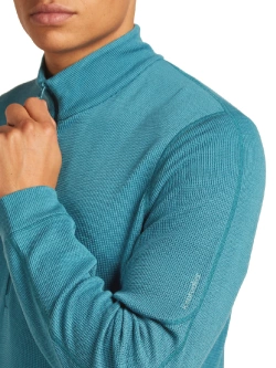 Dzianinowa koszulka termoaktywna z półzamkiem Icebreaker Merino Blend 260 Waffle Knit Wander LS Half Zip z długim rękawem niebieski