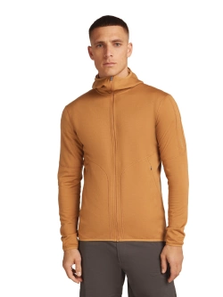 Bluza termoaktywna zapinana na zamek Icebreaker 560 Realfleece Elemental z kapturem jasnopomarańczowa
