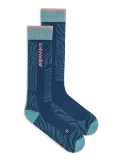 Skarpety damskie Icebreaker Merino Blend Ski+ Light OTC Mountain Contour niebiesko-różowe