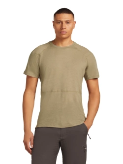 Koszulka termiczna z krótkim rękawem Icebreaker Merino 200 Waffle Elevation SS Tee beżowa