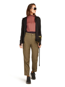 Koszulka termoaktywna damska z długim rękawem i kapturem Icebreaker 200 Sonebula z zamkiem do połowy, pomarańczowo-brązowa