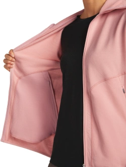 Bluza termoaktywna damska zapinana na zamek Icebreaker 560 Realfleece Elemental z kapturem jasnoróżowa