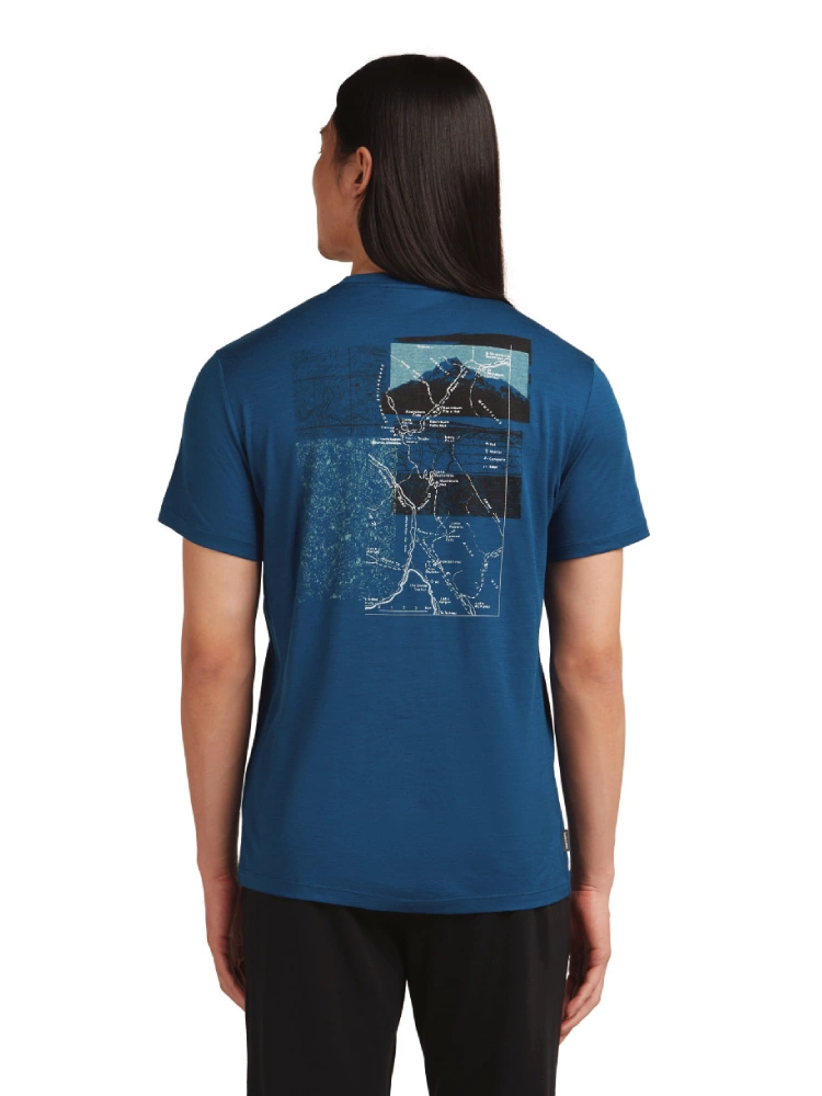 Koszulka termoaktywna z krótkim rękawem Icebreaker Merino 150 Tech Lite SS Tee Infographic ciemnoniebieska