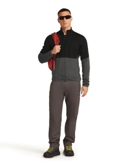 Kurtka termoaktywna Icebreaker Merino Blend 400 RealFleece Descender LS Zip czarno-szara