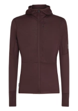 Bluza termoaktywna z kapturem Icebreaker Merino Blend 200 RealFleece Descender LS Zip Hoodie bordowa