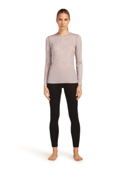 Koszulka termiczna damska z długim rękawem Icebreaker Merino 200 Oasis LS Crewe Flock Forms AOP różowo-biała