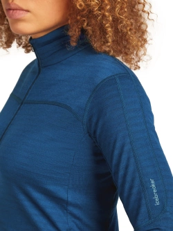 Bluza termoaktywna damska z zamkiem Icebreaker Merino Blend 300 RealFleece Descender LS Zip ciemnoniebieska