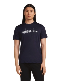 Koszulka termoaktywna z krótkim rękawem Icebreaker Merino 150 Tech Lite SS Tee The Peaks granatowa