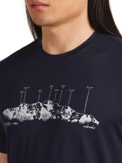 Koszulka termoaktywna z krótkim rękawem Icebreaker Merino 150 Tech Lite SS Tee The Peaks granatowa
