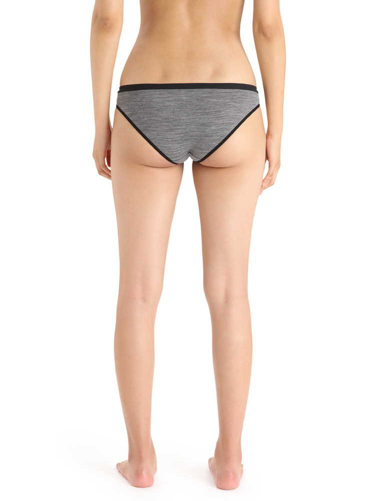 Majtki bikini damskie Icebreaker Siren Bikini szaro-czarne