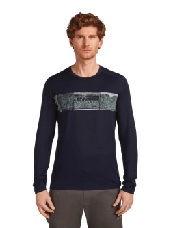 Koszulka termoaktywna z długim rękawem Icebreaker Merino 200 Oasis LS Crewe Elevation Line granatowa