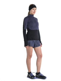 Bluza termoaktywna damska z zamkiem do połowy Icebreaker Merino 200 Realfleece Descender granatowo-czarny