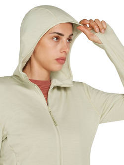 Bluza termoaktywna damska z zamkiem i kapturem Icebreaker 360 RealFleece Elemental kremowa