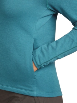 Bluza termoaktywna damska z kapturem Icebreaker Merino 360 RealFleece Elemental LS Zip Hoodie niebieska