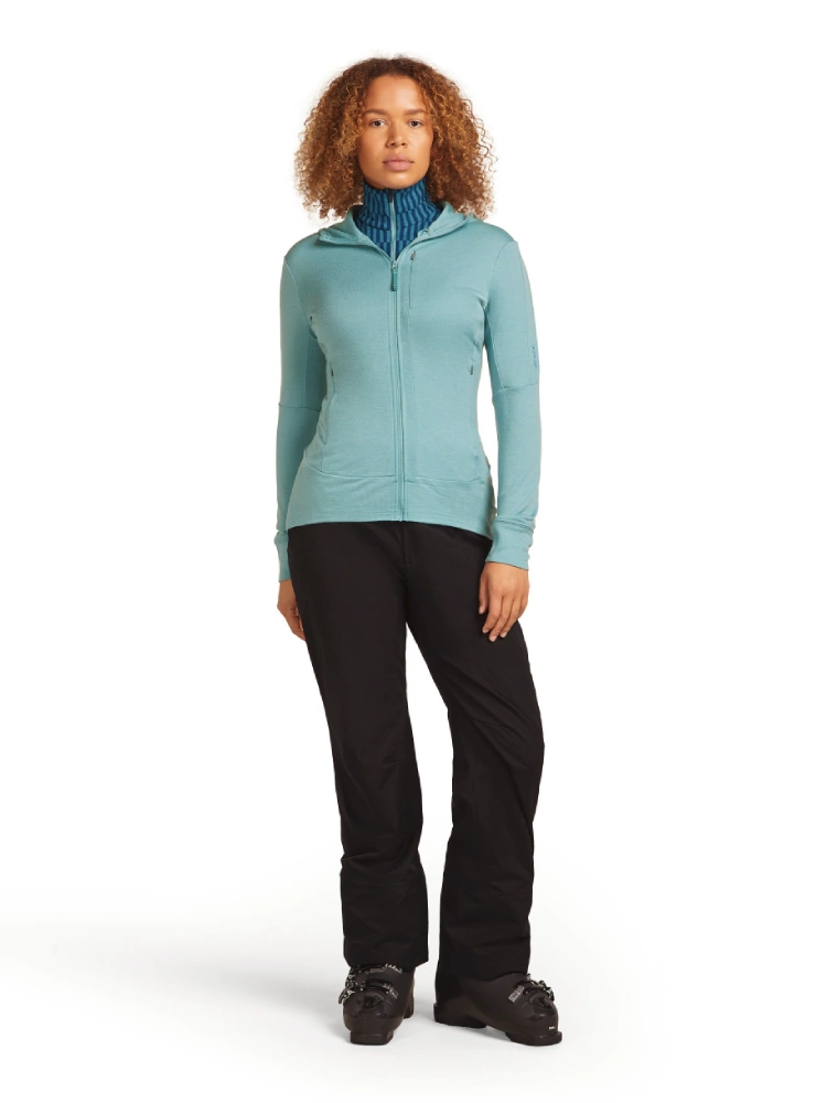 Bluza termoaktywna damska z zamkiem i kapturem Icebreaker Merino 260 Quantum pudrowo jasnoniebieska