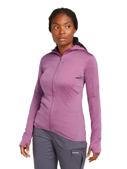 Bluza damska z zamkiem i kapturem Icebreaker 200 Realfleece Descender fioletowa