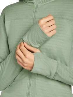 Bluza termoaktywna damska z kapturem Icebreaker Merino Blend 300 RealFleece Descender LS Zip Hoodie jasnozielona