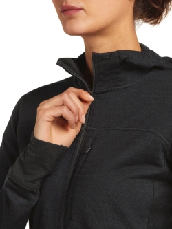 Bluza termoaktywna damska z kapturem Icebreaker Merino Blend 300 RealFleece Descender LS Zip Hoodie czarna