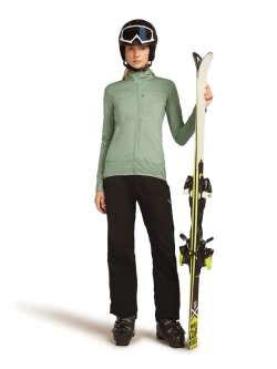 Bluza termoaktywna damska z kapturem Icebreaker Merino Blend 300 RealFleece Descender LS Zip Hoodie jasnozielona