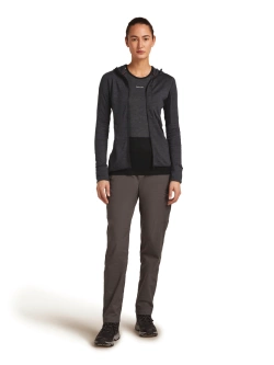 Bluza termoaktywna damska z kapturem Icebreaker Merino Blend 200 RealFleece Descender LS Zip Hoodie ciemnoszara