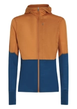 Bluza termoaktywna z kapturem Icebreaker Merino Blend 200 RealFleece Descender LS Zip Hoodie niebiesko-pomarańczowa