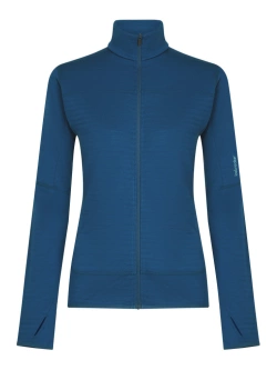 Bluza termoaktywna damska z zamkiem Icebreaker Merino Blend 300 RealFleece Descender LS Zip ciemnoniebieska