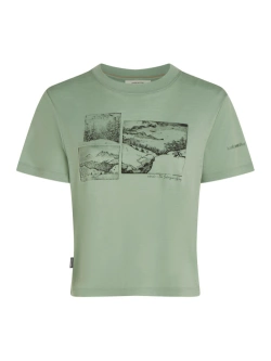 Koszulka termoaktywna damska z krótkim rękawem Icebreaker Merino 150 Tech Lite SS Tee The Climb jasnozielona