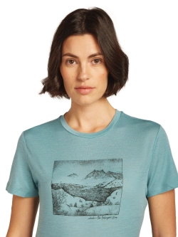 Koszulka termoaktywna damska z krótkim rękawem Icebreaker Merino 150 Tech Lite SS Tee Terrain jasnoniebieska