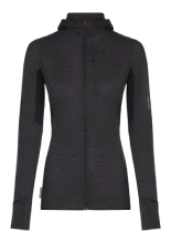 Bluza termoaktywna damska z kapturem Icebreaker Merino Blend 200 RealFleece Descender LS Zip Hoodie ciemnoszara