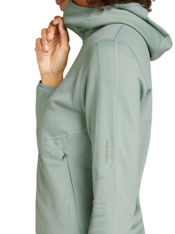 Bluza termoaktywna damska zapinana na zamek Icebreaker 560 Realfleece Elemental z kapturem, zielona