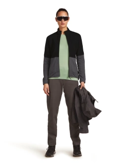 Kurtka termoaktywna damska Icebreaker Merino Blend 400 RealFleece Descender LS Zip czarno-szara