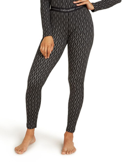 Legginsy termiczne damskie Icebreaker Merino 260 Vertex On-Piste czarno-białe