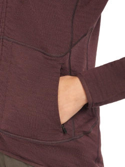 Kurtka termoaktywna damska Icebreaker Merino Blend 400 RealFleece Descender LS Zip bordowa