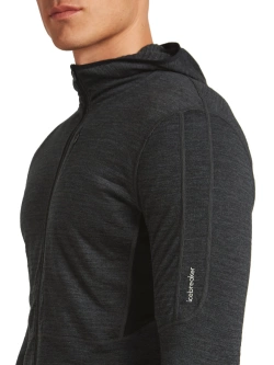 Bluza termoaktywna z kapturem Icebreaker Merino Blend 200 RealFleece Descender LS Zip Hoodie szara