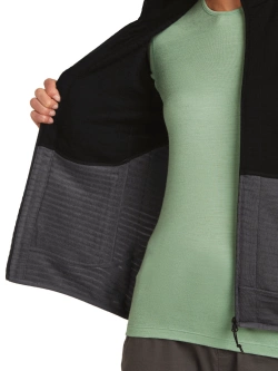 Kurtka termoaktywna damska Icebreaker Merino Blend 400 RealFleece Descender LS Zip czarno-szara