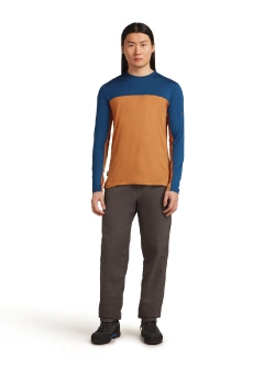 Koszulka termiczna z długim rękawem Icebreaker Merino Blend 150 Cool-Lite™ Sphere LS Tee Colour Block z okrągłym dekoltem, brązowo-niebieska