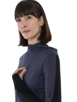 Bluza damska z zamkiem i kapturem Icebreaker 200 Realfleece Descender granatowo-czarna
