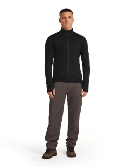 Bluza termoaktywna z zamkiem Icebreaker Merino Blend 300 RealFleece Descender LS Zip czarna