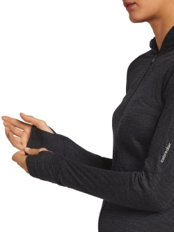 Bluza termoaktywna damska z kapturem Icebreaker Merino Blend 200 RealFleece Descender LS Zip Hoodie ciemnoszara