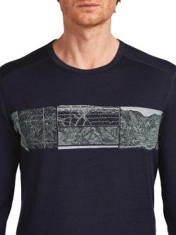 Koszulka termoaktywna z długim rękawem Icebreaker Merino 200 Oasis LS Crewe Elevation Line granatowa