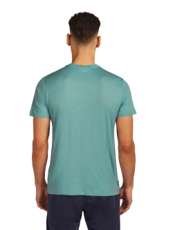 Koszulka termiczna z krótkim rękawem Icebreaker Merino 150 Tech Lite SS Tee IB Wordmark jasnoniebieska