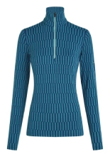 Koszulka termiczna damska z długim rękawem Icebreaker Merino 260 Tech Vertex LS Half Zip Snow Grid AOP z półzamkiem niebieska
