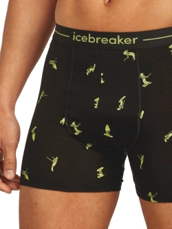 Bokserki termoaktywne Icebreaker Merino 150 Anatomica Boxers Snow Day czarno-żółte