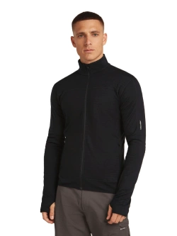 Bluza termoaktywna z zamkiem Icebreaker Merino Blend 300 RealFleece Descender LS Zip czarna
