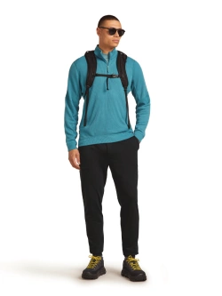 Dzianinowa koszulka termoaktywna z półzamkiem Icebreaker Merino Blend 260 Waffle Knit Wander LS Half Zip z długim rękawem niebieski