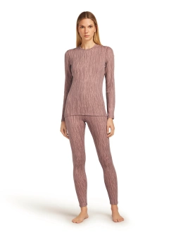 Legginsy termoaktywne damskie Icebreaker Merino 260 Tech Vertex High Rise Delta Lines AOP różowe