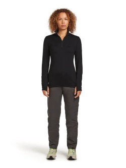 Koszulka termoaktywna damska Icebreaker Merino 300 Original LS Half Zip z długim rękawem czarna